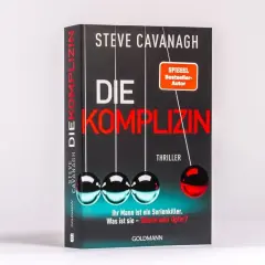 Steve Cavanaghs Thriller-Bestseller "Die Komplizin" mit einem Newtonschen Pendel. Ist ihr Mann ein Serienkiller? Täterin oder Opfer?