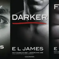 Drei Buchcover der Reihe "Fifty Shades of Grey": "Grey", "Darker" und "Freed" von E. L. James.