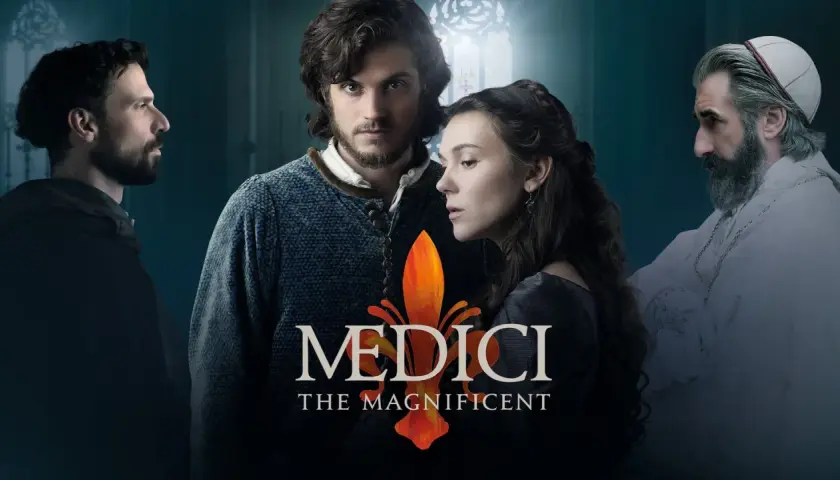 Die charaktere in die Medici Serie: Lorenzo, Lucrezia, Piero und der Papst.