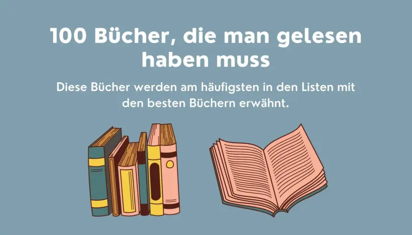 100 Bücher, die man gelesen haben muss: Eine Sammlung der meistempfohlenen Romane, die in keiner Bibliothek fehlen sollten.