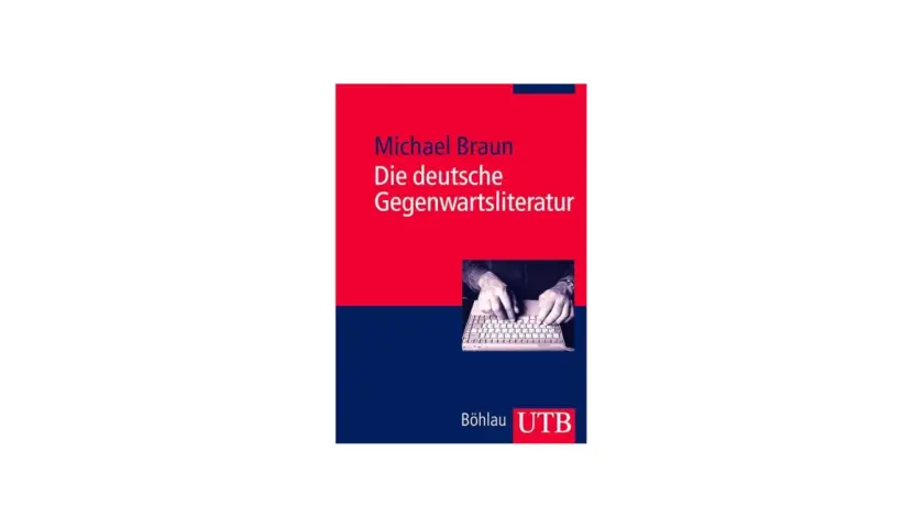 Buchcover: Michael Braun, "Die deutsche Gegenwartsliteratur". Hände tippen auf einer Tastatur. Ein Einblick in die deutsche schriftsteller gegenwart.