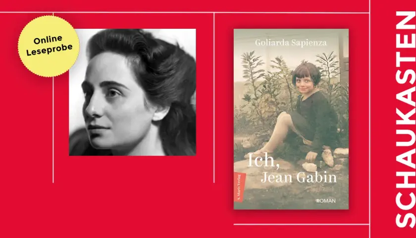 Goliarda Sapienza: Porträt einer Frau und Buchcover "Ich, Jean Gabin".