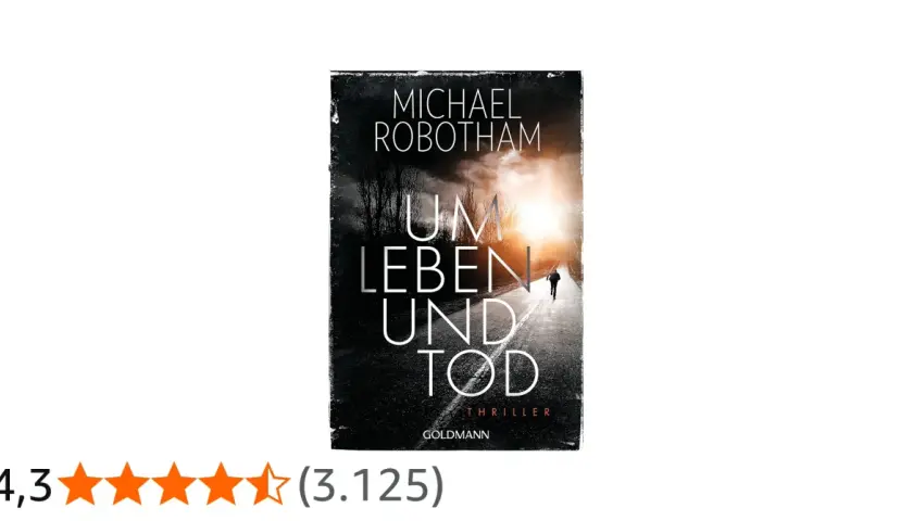 Cover von "Um Leben und Tod" von Michael Robotham. Ein Mann läuft auf einer dunklen Straße in Richtung eines gleißenden Lichts.