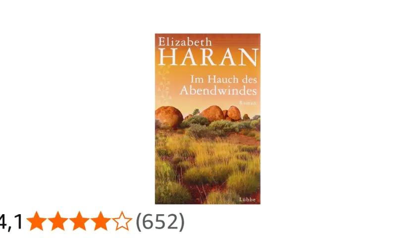 Buchcover "Im Hauch des Abendwindes" von Elizabeth Haran. Ein Roman, der uns in die Weiten Australiens entführt.