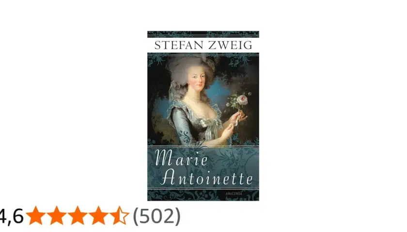 Buchcover: Stefan Zweigs "Marie Antoinette" mit einem Porträt der Königin und einer Rose.