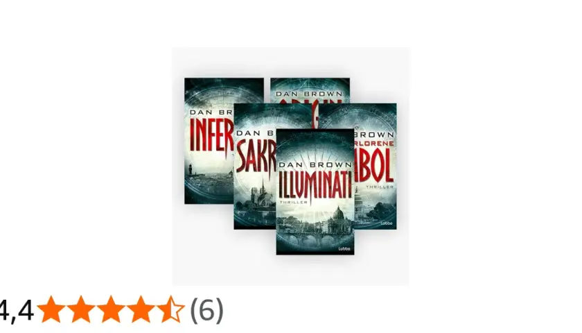 Cover der Robert Langdon Reihenfolge: "Inferno", "Sakrileg", "Illuminati" und "Das verlorene Symbol".