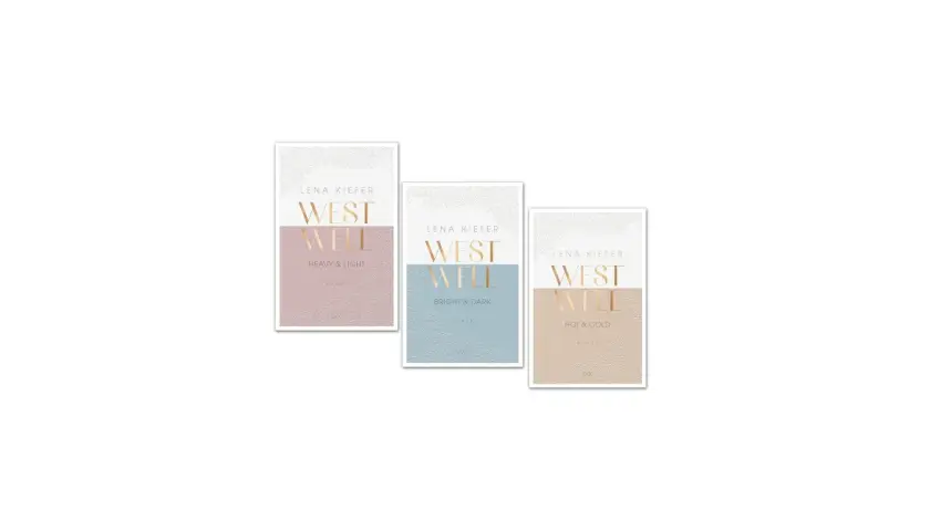Drei Buchcover von Lena Kiefer mit dem Titel "Westwell" in verschiedenen Farben und Untertiteln.