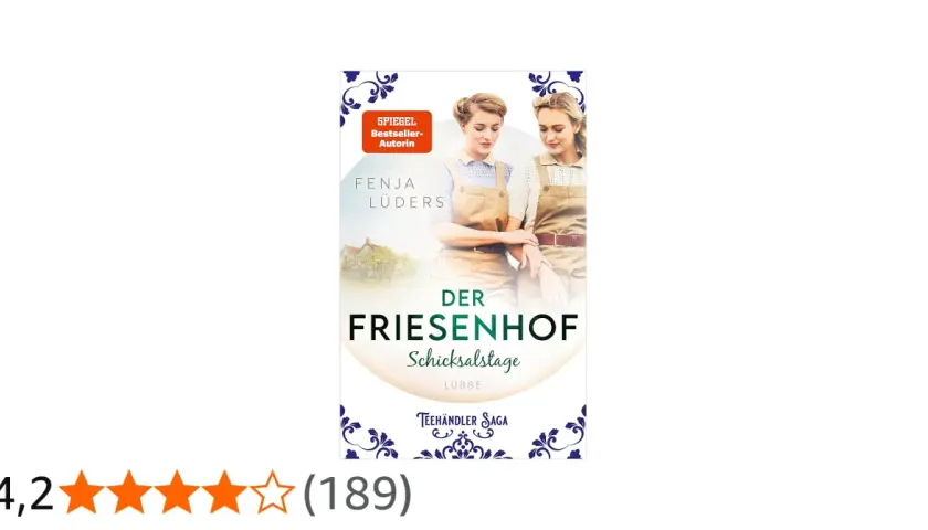 Buchcover "Der Friesenhof" von Fenja Lüders. Die Teehändler Saga erzählt von Schicksalstagen auf dem Hof.