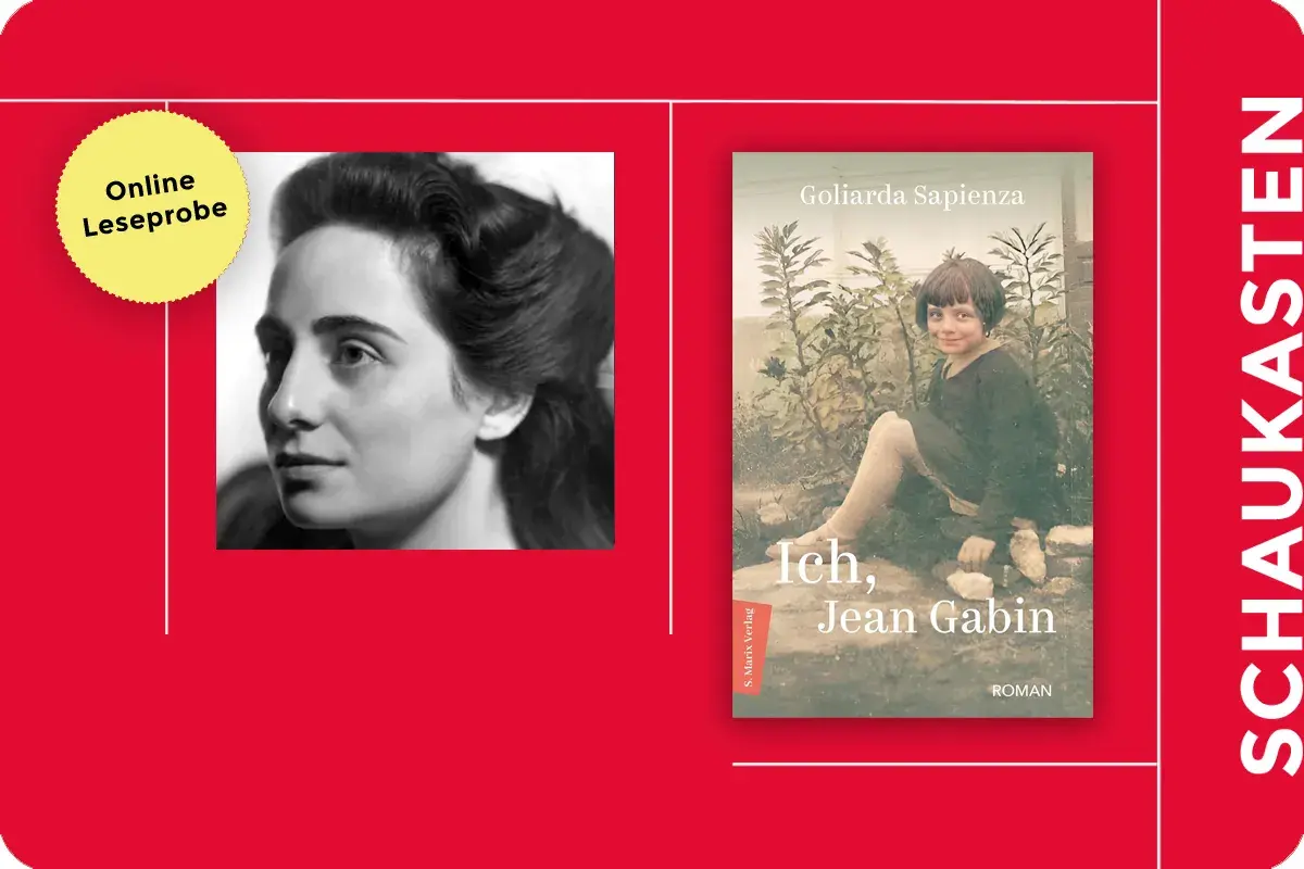 Goliarda Sapienza: Porträt einer Frau und Buchcover "Ich, Jean Gabin".