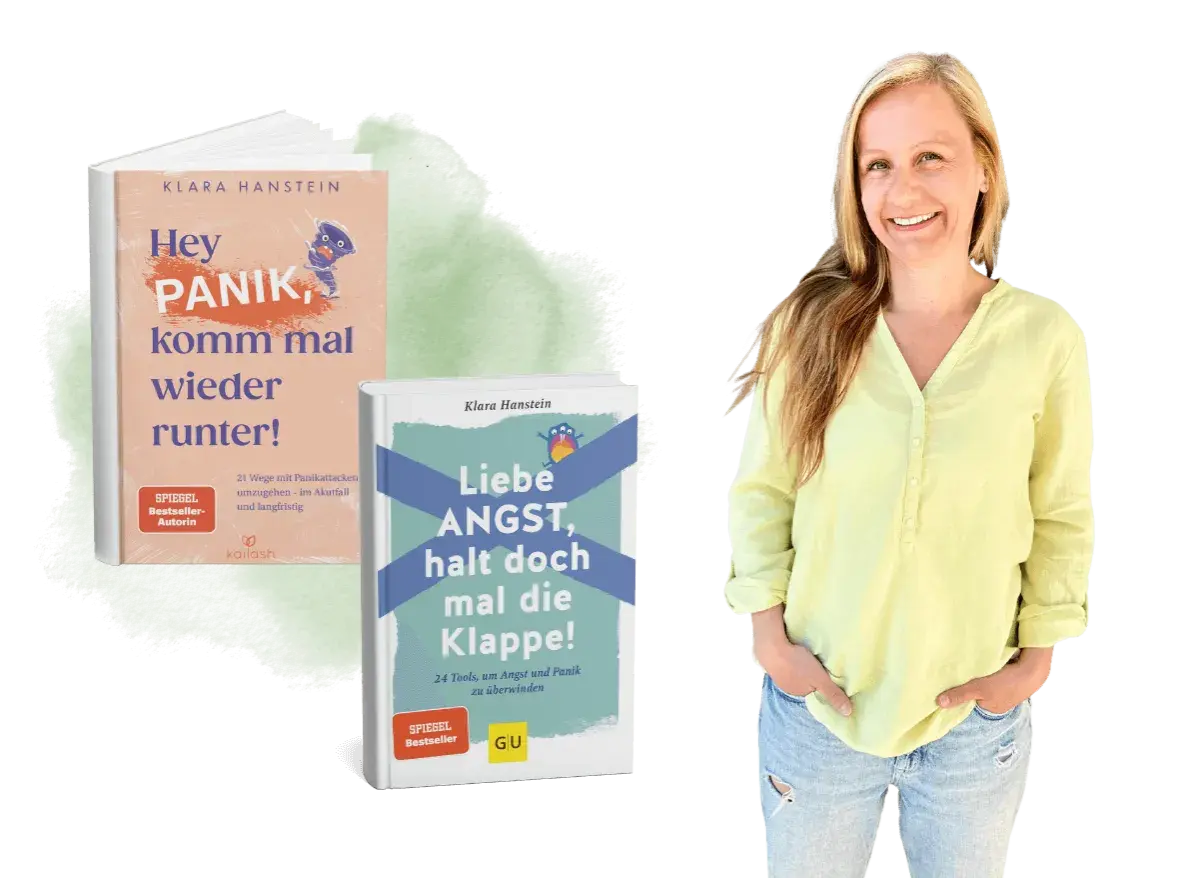 Klara Hanstein präsentiert ihre Bücher "Hey Panik, komm mal wieder runter!" und "Liebe Angst, halt doch mal die Klappe!".