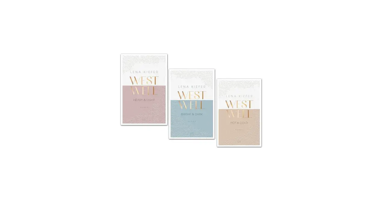 Drei Buchcover von Lena Kiefer mit dem Titel "Westwell" in verschiedenen Farben und Untertiteln.