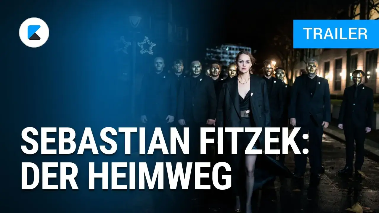Eine Frau geht mit einer Gruppe maskierter M&auml;nner auf dem heimweg. Trailer f&uuml;r Sebastian Fitzek: Der heimweg.